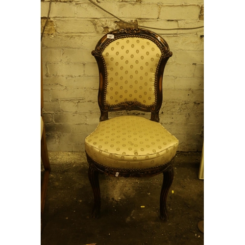 733 - Late 19th/early 20th century side chair with carved top rail over pierced splat, raised on twist fro... 