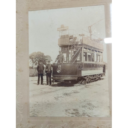 56 - Tramways of the City of Carlisle, book by George S Hearge and a framed photograph of a tram.