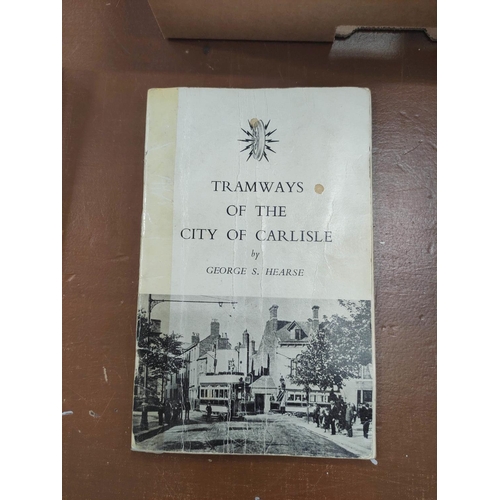 56 - Tramways of the City of Carlisle, book by George S Hearge and a framed photograph of a tram.