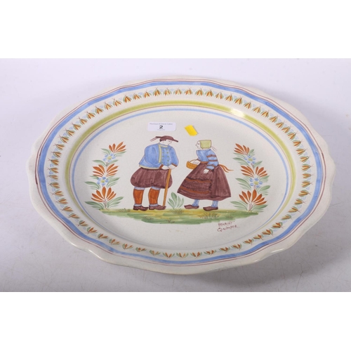 2 - Large Henriot Quimper charger depicting two figures