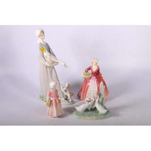 57 - Royal Doulton ladies Janet and Tinkerbell, Lladro figure, 27cm, and Nao