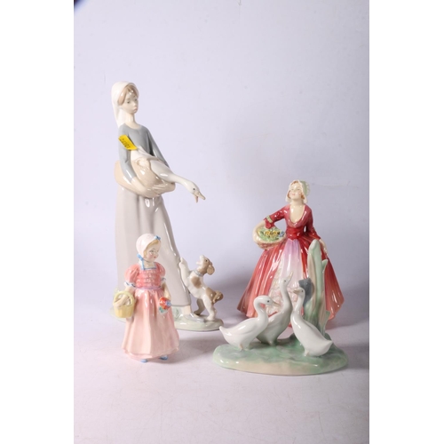 57 - Royal Doulton ladies Janet and Tinkerbell, Lladro figure, 27cm, and Nao