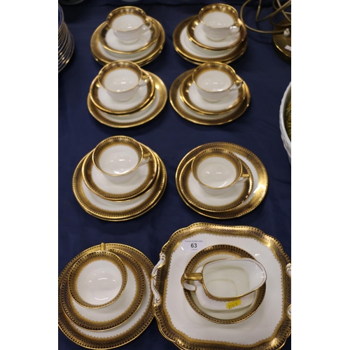 63 - Early 20th c. Aynsley tea set to include cups, saucers, milk jug, sugar bowl, etc.