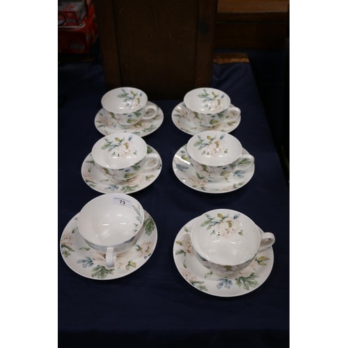 73 - Set of six Laura Ashley breakfast cups and saucers.