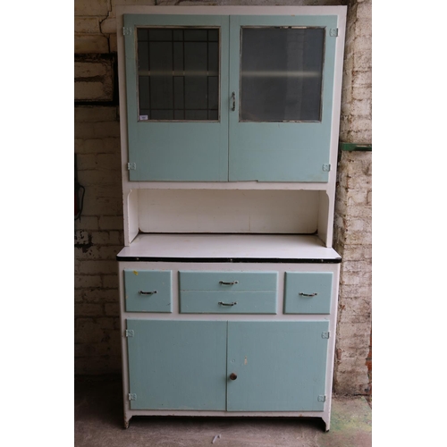 751 - Vintage painted kitchen unit, 210cm.