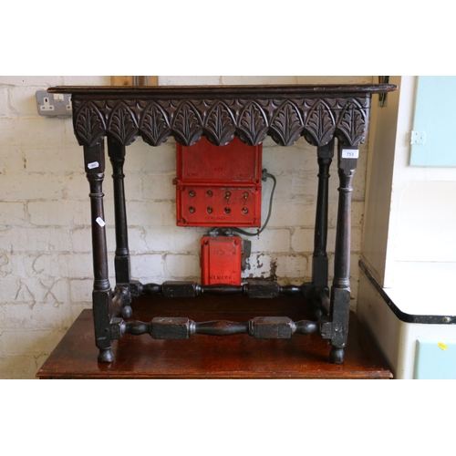 753 - 19th c. side table with carved apron, 69cm.