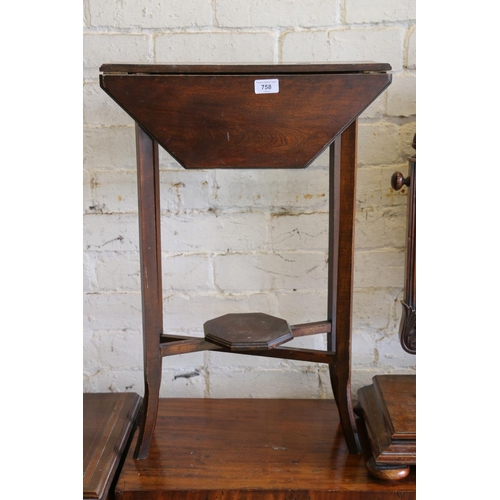 758 - Mahogany drop leaf occasional table, 69cm.