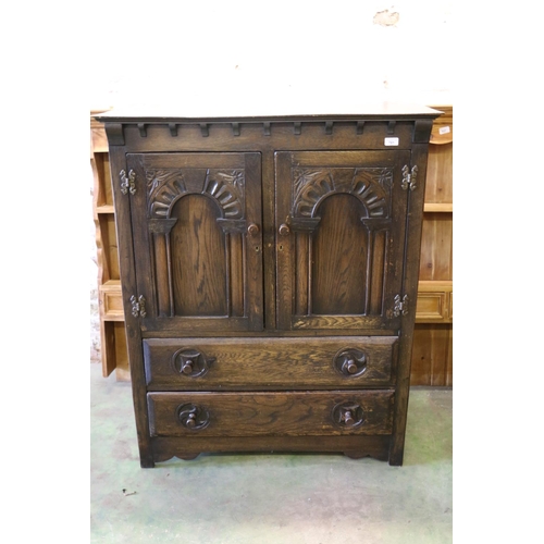 781 - 1920's oak carved cabinet, 121cm.