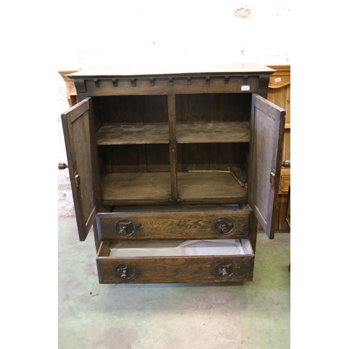 781 - 1920's oak carved cabinet, 121cm.