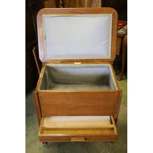 785 - Oak work box single drawer, 58cm.