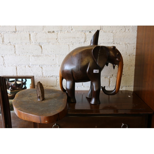 788 - African hardwood table with elephant base, 58cm.