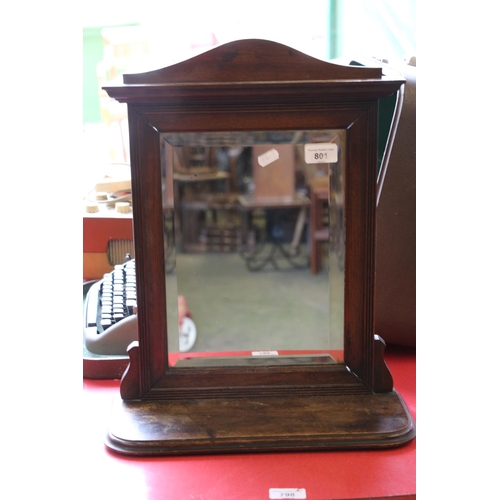 801 - Mahogany table top mirror with beveled glass, 44cm.