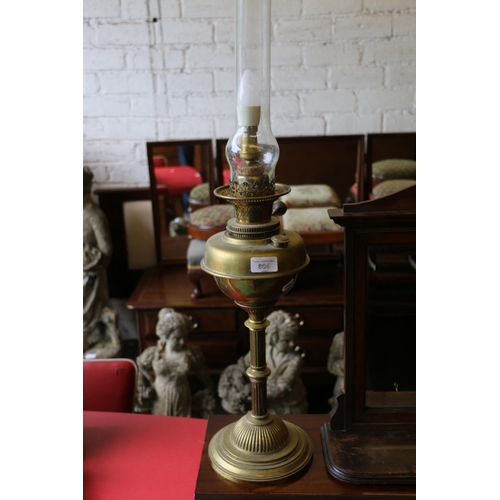 804 - Converted oil brass lamp, 72cm.