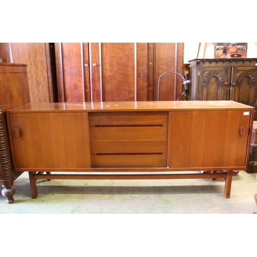 810 - Mid century teak sideboard with arrangement of drawers and cupboards, 78x 190 x 43cm.