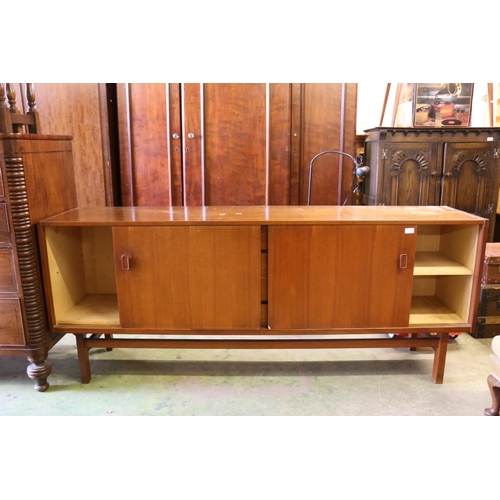 810 - Mid century teak sideboard with arrangement of drawers and cupboards, 78x 190 x 43cm.