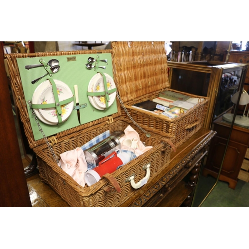 819 - Brexton picnic basket and a basket with quantity of games and cards.