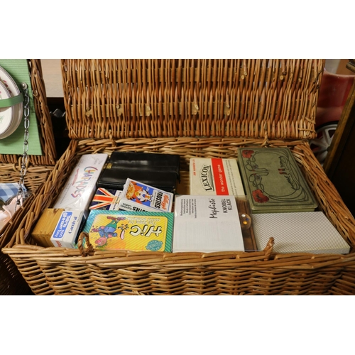 819 - Brexton picnic basket and a basket with quantity of games and cards.