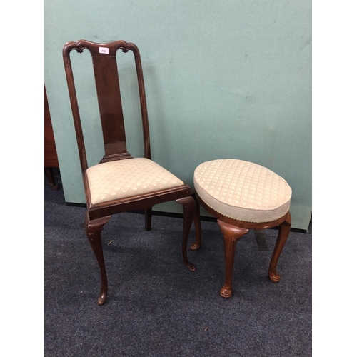 738 - Queen Anne style chair with matching footstool, 96cm.