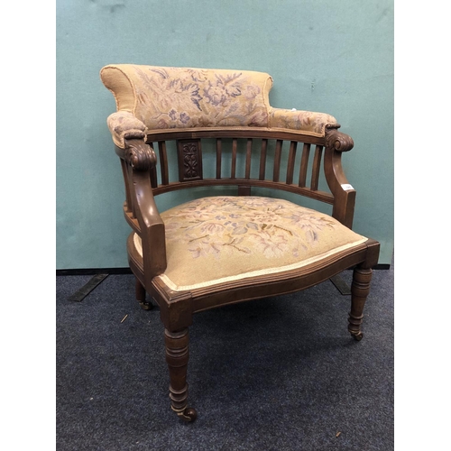 745 - Edwardian library chair on turned supports, 78cm.