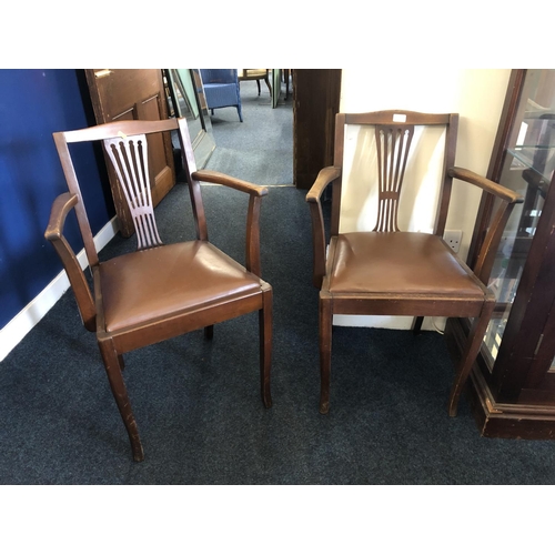 750B - Pair of arm chairs with pierced splats, 84cm.