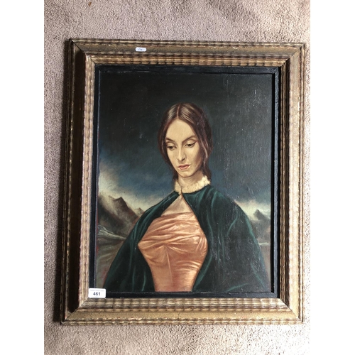 461 - 19TH CENTURY SCHOOL, portrait of a female, oleograph, 51cm x 41cm, frame 67cmx 57cm.