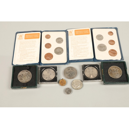 110 - Collection of coins, including a half-dollar and miscellaneous British crowns. 