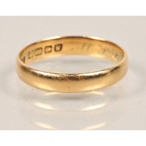 59 - 18ct yellow gold band, 3g, size: Q.