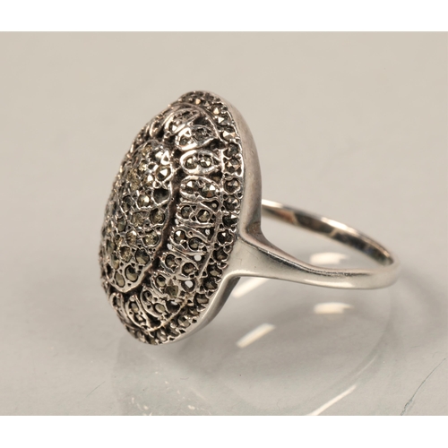 108 - Silver Marcasite with similar silver ring and brooch.