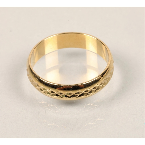 48 - Yellow metal band (unhallmarked), size R. 