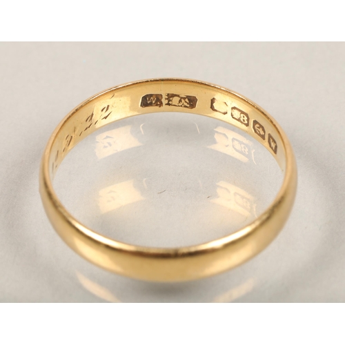 59 - 18ct yellow gold band, 3g, size: Q.