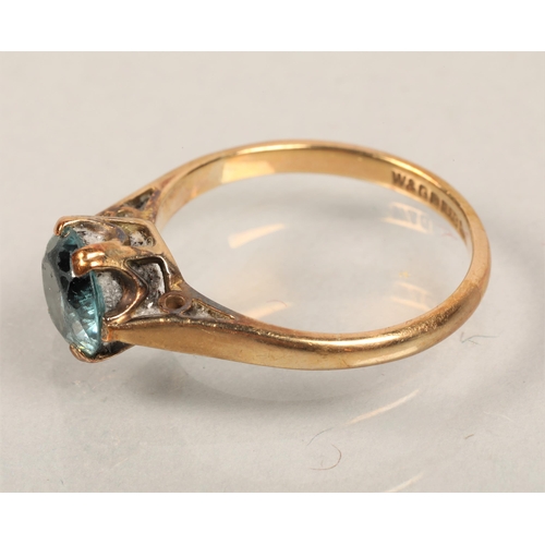 73 - 9ct gold gem set ring, size: N.