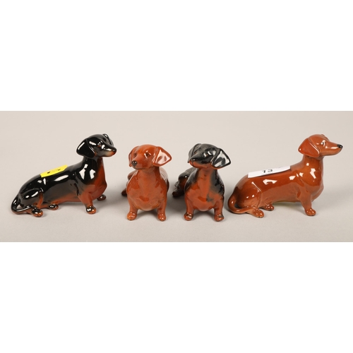 13 - Four Beswick Dachshunds, Chaffinch, Fawn (6)