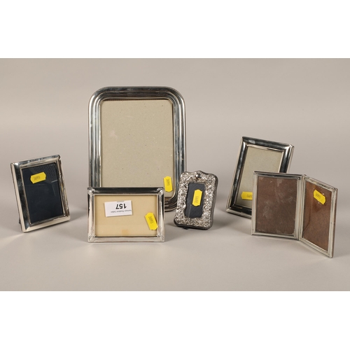 157 - Five silver photo frames, various sizes (5)