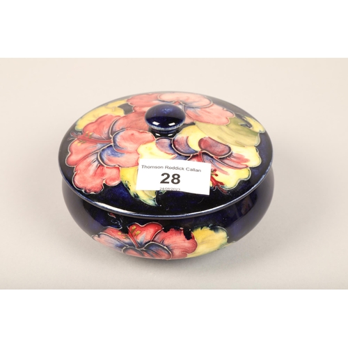 28 - Moorcroft blue lidded dish, 11 cm diameter