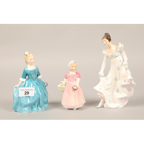 29 - Three Royal Doulton figures, Minuet, HN 2019, Tinklebell HN 1677, Child from Williamsburg, HN 2054 (... 