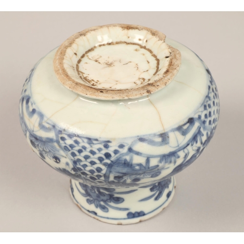 33 - Blue and white oriental vase, 11.5cm height