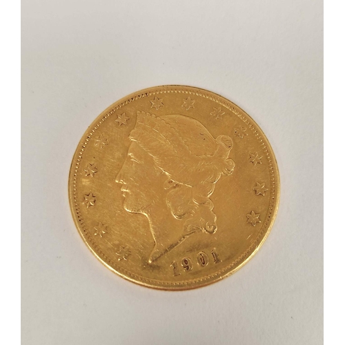 141 - USA. 1901 $20 gold coin San Francisco mint. Mintage 1,596,000