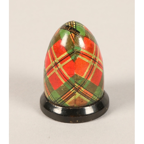 171 - Mauchline Tartan ware thimble holder with thimble