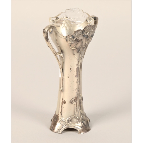 174 - WMF art nouveau style vase with glass liner