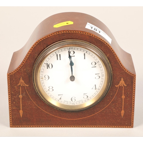 181 - Edwardian  Mahogany Mantel clock, 17 cm across