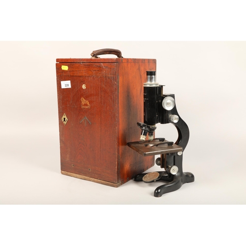 220 - W Watson, London Service microscope in mahogany case