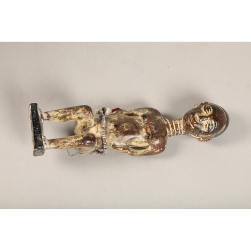 237 - African hardwood figure of a woman with beads, 54 cm high, with another 21 cm high (2)