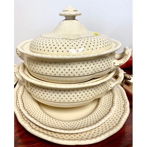 251 - Royal Doulton cream and gilt dinner ware including tureens, tweleve dinner plates etc