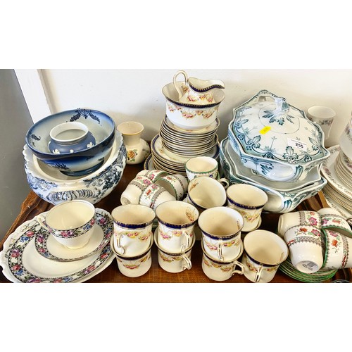 255 - Burslem tureens, tea ware including copeland, Paragon etc