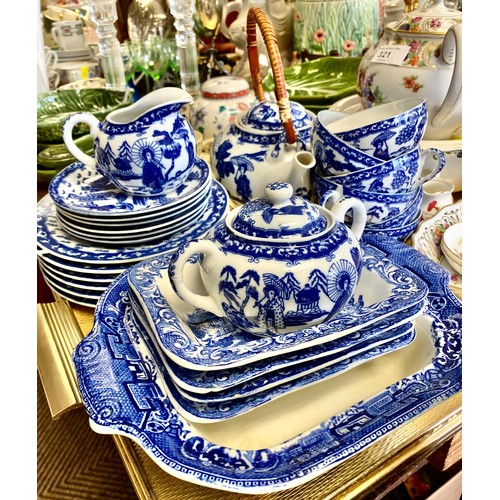 321 - Dresden tea pot, blue and white oriental tea set with tea pot, Goblin tea pot, Dresden pierced dish