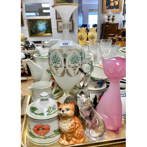 268 - Assortment of dinnerware including Villeroy & Boch 'Amapola', several cats and glass bird