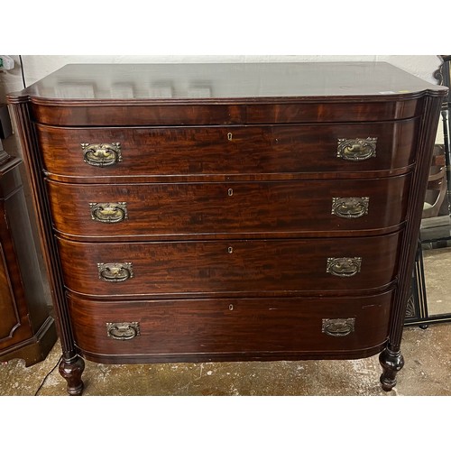 538 - 19th century mahogany Four drawer chest with reeded columns at either side120 cm long, 119cm high... 