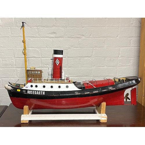 546 - Hand built radio controlled model of a boat(Rosegarth)96 cm long