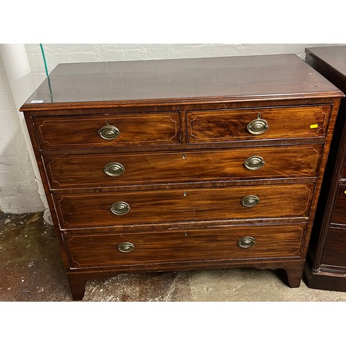 553 - Victorian mahogany two over three graduated drawers on bracket feet