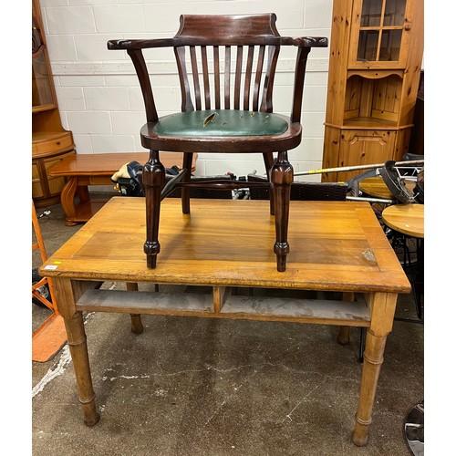 584 - Writing table with open armchair